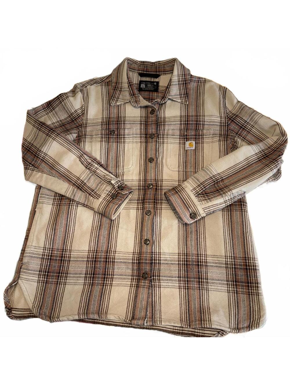 Carhartt Plaid Button-Up Work Shirt Youth Large Jacket Unisex Durable Womans - Picture 2 of 8